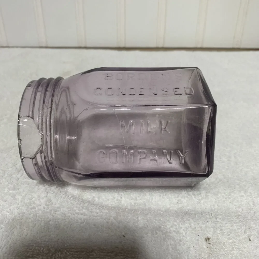 Rare Purple Borden’s Condensed Milk Company Jar 4.25”